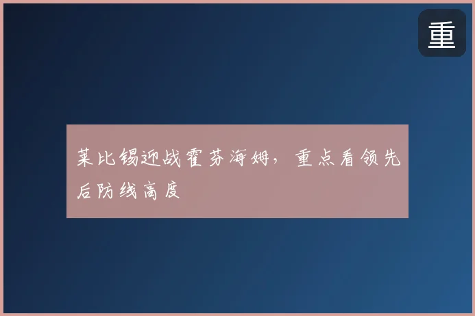 莱比锡迎战霍芬海姆，重点看领先后防线高度