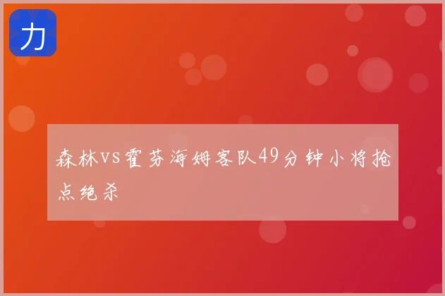 森林vs霍芬海姆客队49分钟小将抢点绝杀
